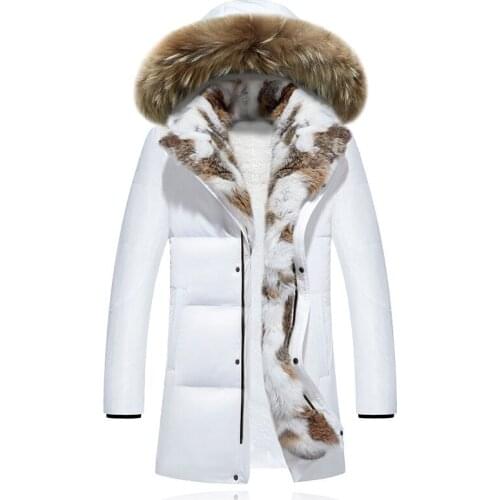 Winter 2020 mens and womens duck down jacket mens coat coat coat coat warm rabbit hair collar hat warm down jacket womens co