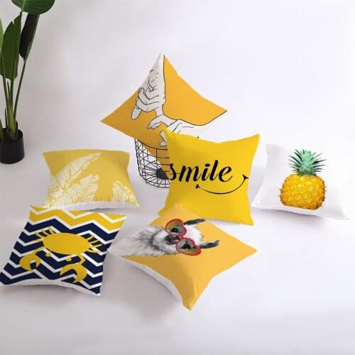 Pineapple Leaf Yellow Decorative Pillowcase Pineapple Yellow Throw Pillow Case Polyester Printing Pillows Cover kussensloop