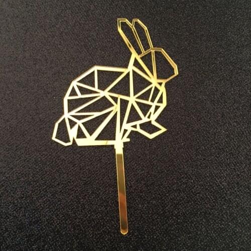 Cute Rabbit Acrylic Birthday Cake Topper Gold Silver Party Cake Topper Supplies for Girls Baby Birthday Party Cake Decorations