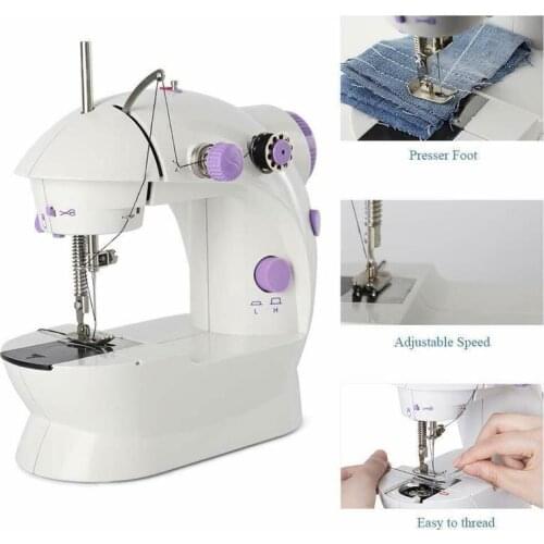 Mini Electric Handheld Sewing Machine Dual Speed Desktop Tailor Adjustment with Foot Pedal Double Threads Pendal Sewing Machine