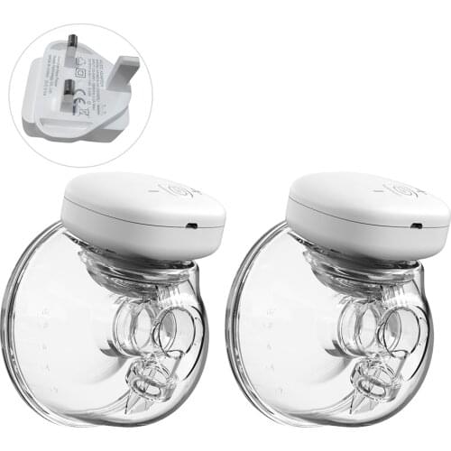 YOUHA 2 Sets Wearable Breast Pump Hands Free Electric Portable Wearable Breast Cup 8oz/ 240ml BPA-free 3 Modes 9 Suction Levels