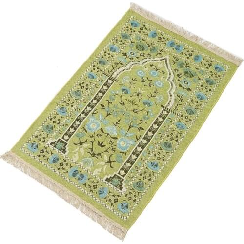 Islam Carpet Muslim Prayer Rug Thick Islamic Chenille Praying Mat Floral Woven Tassel Pray Praying 70x110cm(27.56x43.31in)