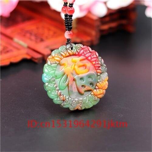 Men Wealth for Amulet Color Women Hand Necklace Charm Jade Jadeite Gifts Jewelry Fashion Beads Natural Chinese Carved Pendant