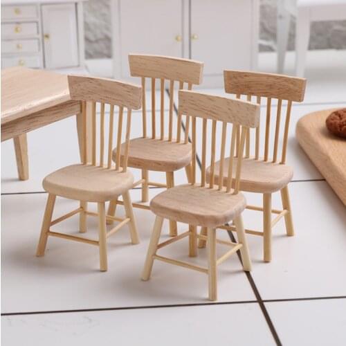 1:12 Dollhouse Wooden Dining Table Chair Model Set Miniature Furniture Accessories Restaurant Bar Table Furniture Kids Toy