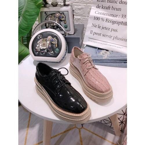 2021 spring and autumn new ladies British low-top lace-up casual shoes thick-soled fashion all-match small leather shoes