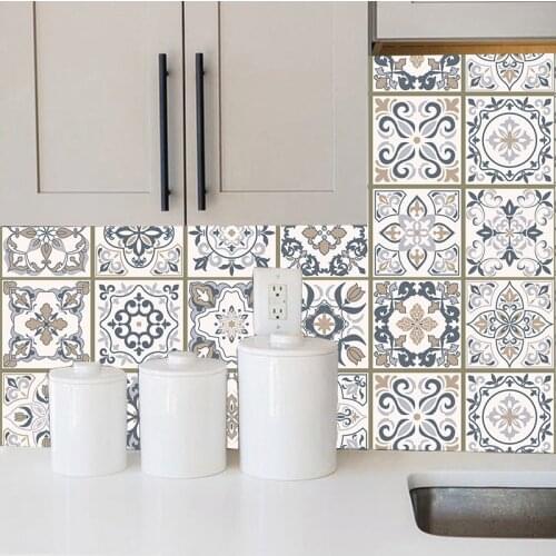 New arrival Arabia Morocco style Ceramic tile sticker Retro home wallpaper Living room wall stickers bedroom Kitchen Backsplash
