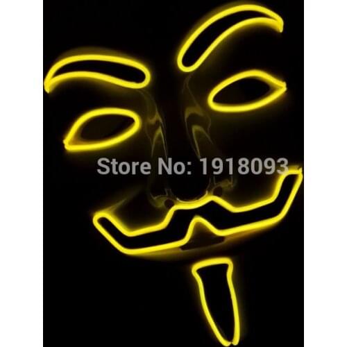 New V Vendetta mask EL Wire LED Neon Mask Novelty Lighting for party halloween and christmas+DC-3V Sound Activated Drive