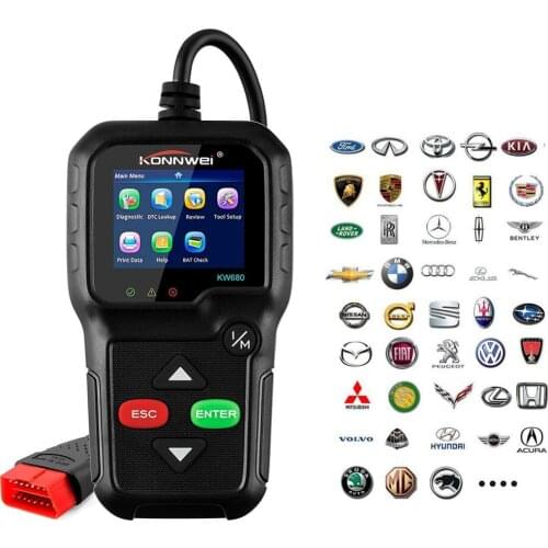 OBD OBD2 Scanner Car Diagnostics Tool for Engine KONNWEI KW680 Universal Code Reader Multi-language OBDII Automotive Scanner