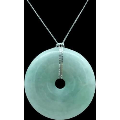 Wholesale New beautiful Natural Jade 100% A Light Green Peace buckle Tibetan Silver Pendant necklace around 20-25MM 5PCS