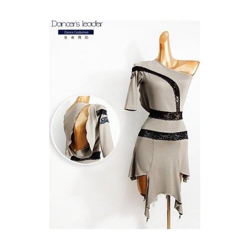 Latin Dance Dress Feminine Halter Dance Skirt Oblique Shoulder Irregular Rumba/Cha cha/Samba Dance Practice Clothes