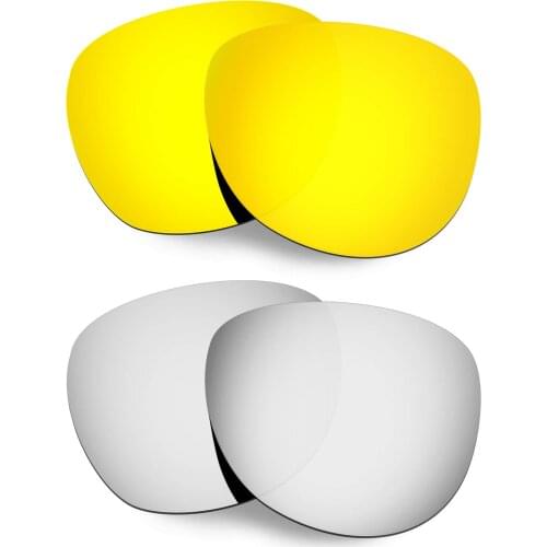 HKUCO Polarized Replacement Lenses For Stringer Sunglasses Gold/Silver 2 Pairs