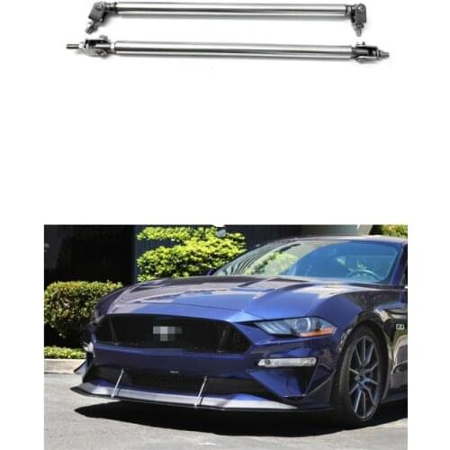 Silver Adjustable Car Front Bumper Lip Splitter Strut Rod Tie Support Bars Spoiler Fit for Mazda Mustang Audi Benz 75mm
