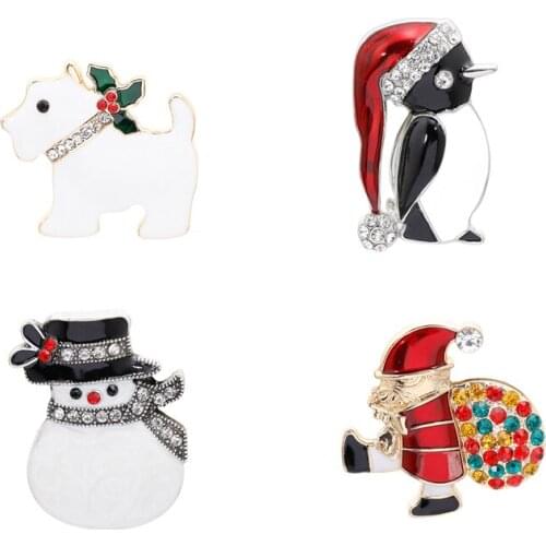 Christmas New Hot Sale Cute High Quality Alloy Brooch Pin Santa Snowman Christmas Theme Brooch Best Christmas Gift Jewelry