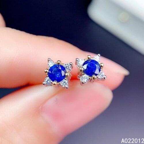 KJJEAXCMY fine jewelry natural sapphire 925 sterling silver trendy girl earrings new Ear Studs support test hot selling