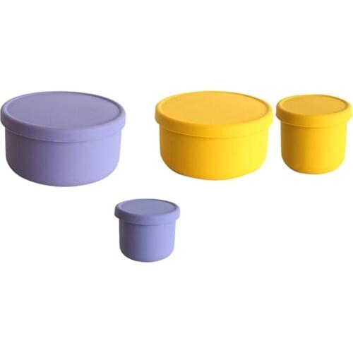 Silicone Fresh-Keeping Box with Lid,Bento/Lunch Box/Fruit Salad Fresh-Keeping Bowl,Sealed Storage Box,700ML+250ML