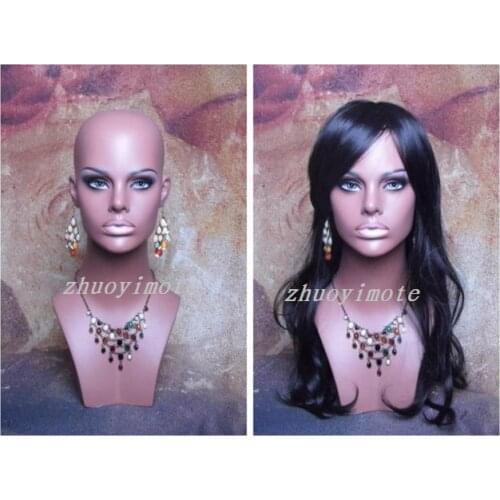 Fiberglass Realistic Black Female Mannequin Head ,Manikin Dummy Head Bust For Wigs Display