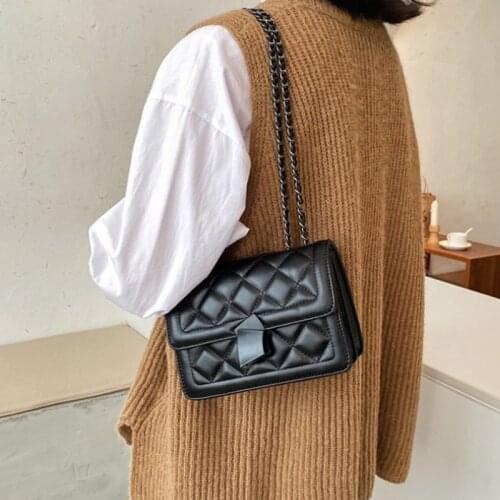 New Small PU Leather Crossbody Bag for Women 2021 Fashion Winter Branded Chain Designer Shoulder Handbags Womens Trend Hand Bag