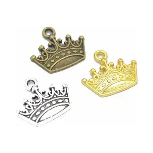 20pcs Three Color Plated Alloy Crown Charm Pendant For Jewelry Making