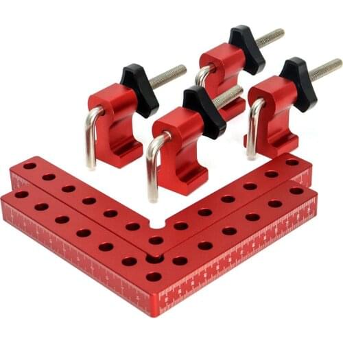 Right Angle Clamps Positioning Squares 90 Degree L Type Red Aluminum Alloy Woodworking Carpenter Tool Kit
