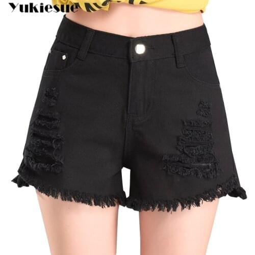 Vintage Denim Shorts Women Casual Pockets Female Jeans Shorts white black 2020 Summer High Waist Slim Hot Shorts Plus size