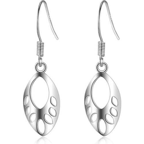 New Arrival 925 Sterling Silver Earrings For Women Party Accessories Charm Hollow Leaf Drop Earrings Silver Girls Jewelry Hot