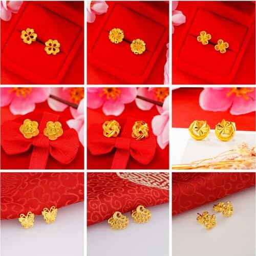 24K gold plated earrings Euro gold jewelry new hot selling popular Earrings micro business Shajin thick gold jewelry wholesale