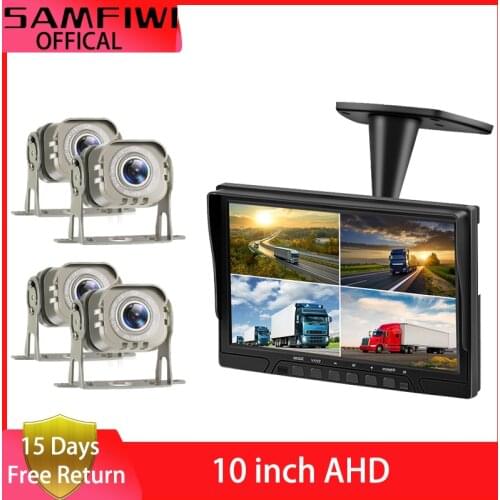 10 inch car monitor AHD car screen 4 Split Roof Mount Monitor 4ch LCD Display Recorder for Truck Auto RV Rear View Camera System