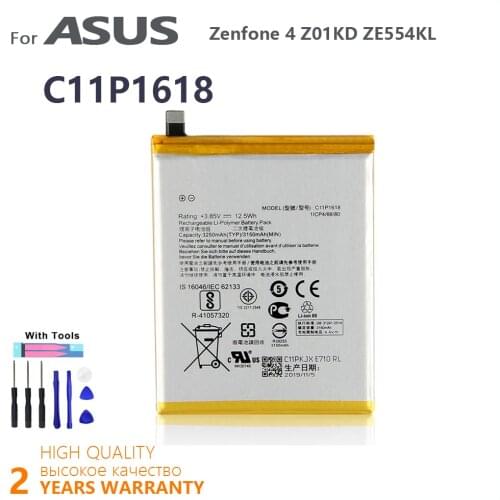 100% Original 3250mAh C11P1618 Battery For ASUS Zenfone 4 Z01KD ZE554KL Phone High quality Batteries Batteria With Tools