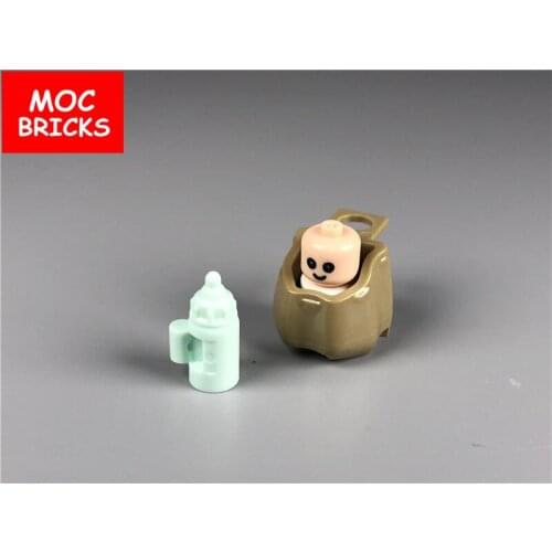 2sets/lot DIY Accessory Small Dark tan Pannier and Baby plate Educational building block figure toys for children Xmas gifts