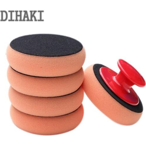 6pcs/set Buffing Sponge Polishing Pad Kit With Velcro Handle For Car Polisher Buffer Car Beauty Polishing Waxing Glaze Tool Set