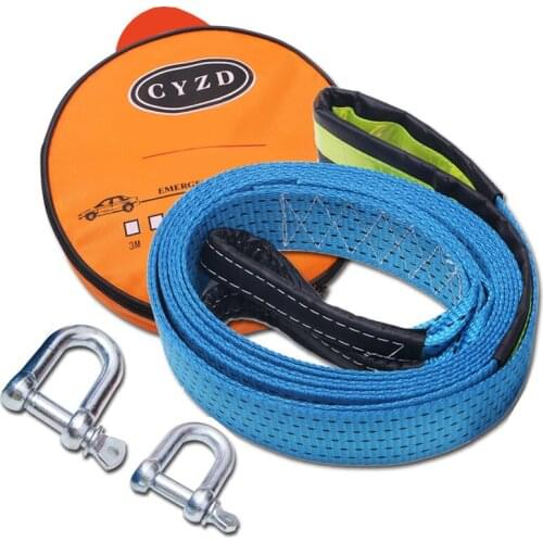 8Tons Car Towing Rope Strape Cable With U Hooks Shackle High Strength Nylon With Reflective Light For Heavy Duty Car Emergency