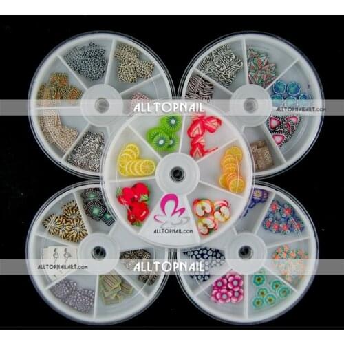 Big size 8-10mm Polymer Clay canes Slices Nail Art Canes Slices 5wheels/lot - Free shipping