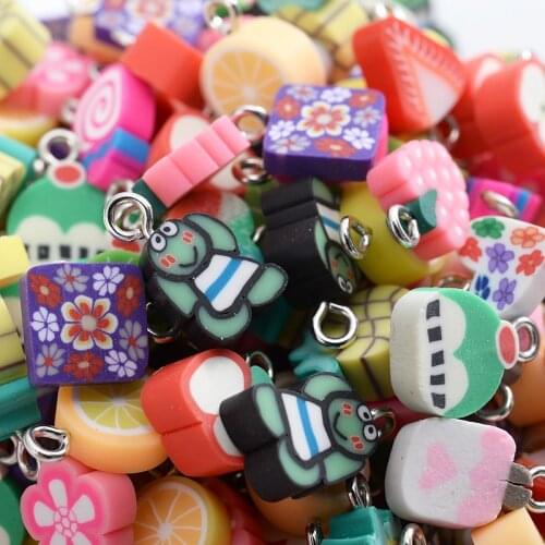 30-90Pcs Fruit Beads Mixed Color Cute Cartoons Polymer Clay Spacer Beads For Jewelry Making DIY Bracelet Necklace Accessories
