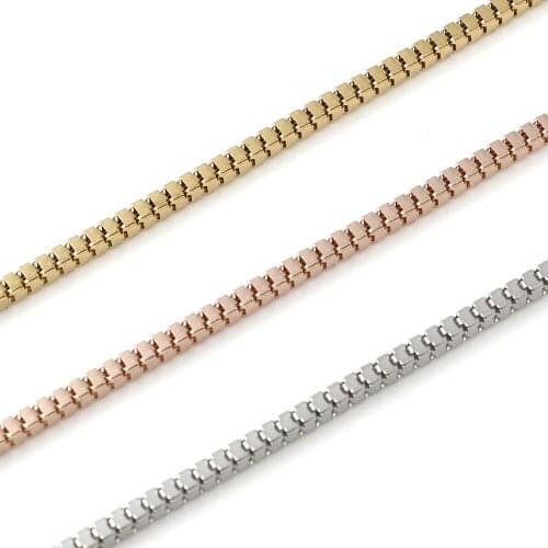 High Quantity Stainless Steel Box Chain Neckalace Silver Color Gold Color Chain Necklace on the Neck Collar Jewelry Gifts, 1 PCs