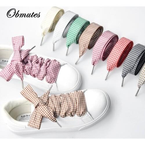 Black and White Plaid Shoelace College Style Lattice Lace Trend Wild Fit For Small White Shoes Grate Lace Canvas