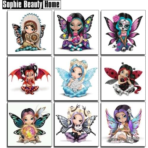 DIY 5D Diamond Painting Cross Stitch Butterfly Fairy Needlework Full Diamond Mosaic Pattern Cartoon Girl Diamond Embroidery 2206