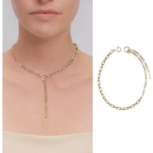 New jewelry copper chain metal tassel Long Necklace womens sweater chain