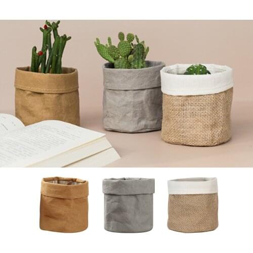 Succulent Plants Pot Garden Flower Desktop Storage Basket Sundries Small Cute Pen Pencil Organizer Storage Bags Home Decor 1PC