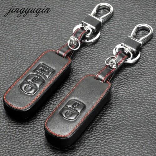 Jingyuqin 2/3BTN Genuine Leather Car Key Case Protect for Mazda 2 3 5 6 CX-3 CX-4 CX-5 CX-7 CX-9 Atenza Axela MX5 Fob Cover Set