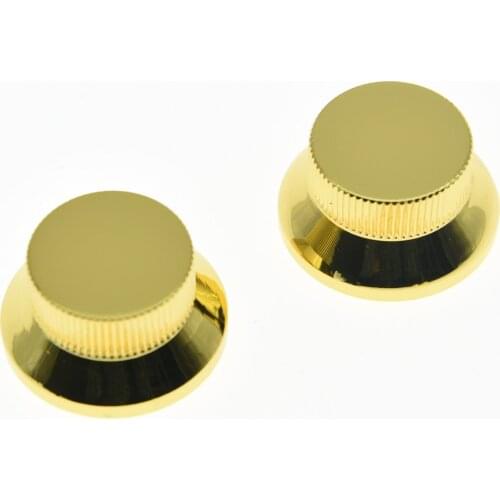 KAISH 2pcs Gold Metal Top Hat Bell Knobs Push On Guitar Bass Knob for 5.8mm Shaft Pots