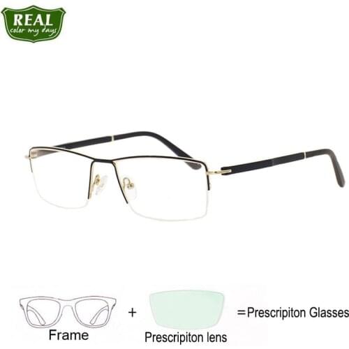 China Factory Wholesale Halfrim Men Metal Optical Frame Design Temple Myopia Eyeglasses With Free Glasses Case