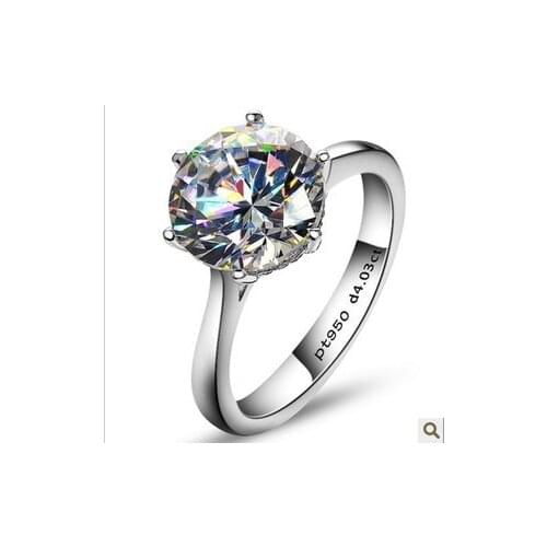 Luxury 4 carat Simulated stone rings for women Sterling silver engagement rings sona stone wedding ring,Free Shipping