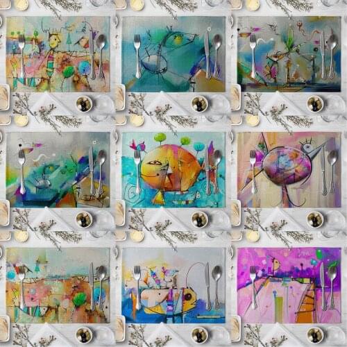 Creative Pattern Table Mat Fish Boy Table Napkin For Wedding Kitchen Decor Placemat Dining Accessories