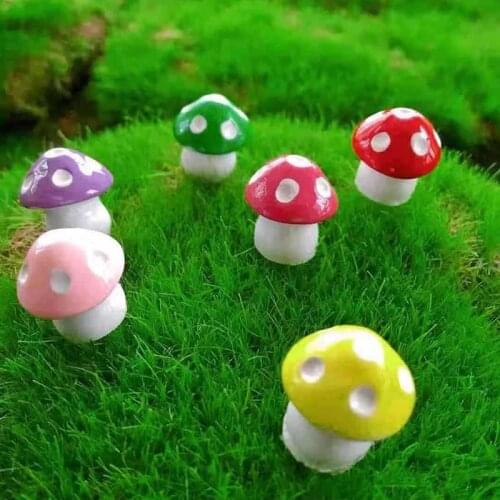 10pcs Miniature Cute Mushroom Landscape Decoration Garden Ornament DIY Mini Craft Figurine Planter Bonsai Wedding Decor