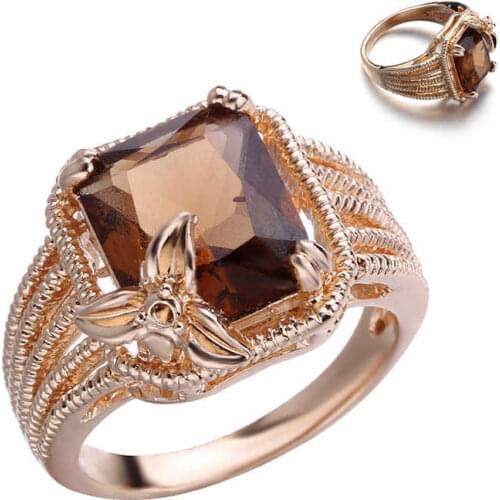 Fashion retro snake ring zircon plated rose gold color womens wedding engagement jewelry size 6-10