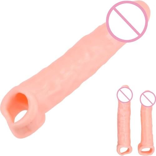 Penis Extender Sleeve Dildo Penis Sleeve Comdom Penis Sleeve Rubber Dick Male Cock Extender Reusable Condoms