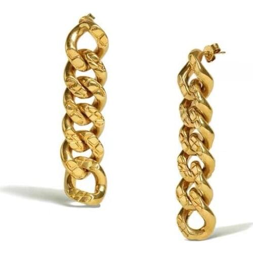 New chain braided neutral trendy ear-nailed hip-hop style handsome ear-drop hoop earrings