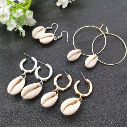 JCYMONG New Sea Ocean Shell Earrings For Women Gold Silver Color Metal Statement Earring 2019 Fashion Drop Earring Beach Jewelry