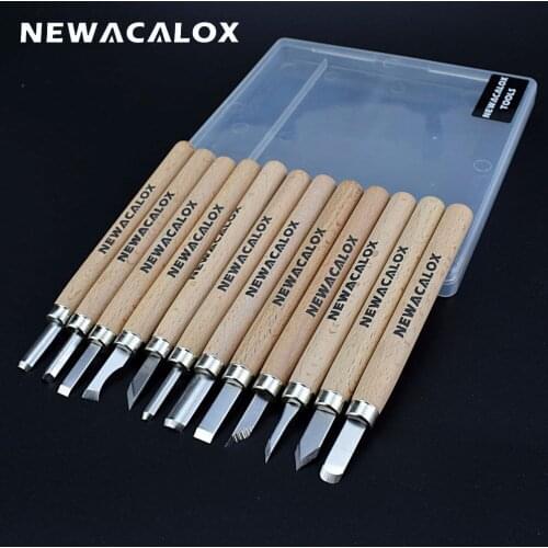 NEWACALOX 12PCS Woodcut Knife Carving Knife Precision Hobby Knife Scorper Hand Cutter for Arts Crafts DIY Wood Working Pen