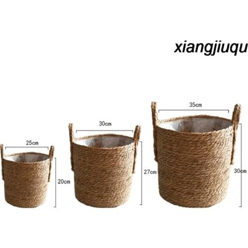 Nordic Extra Large Straw Flower Pot Rattan Storage Basket Potted Green Plant Flower Basket Hand-woven Floor Indoor Flower Pot